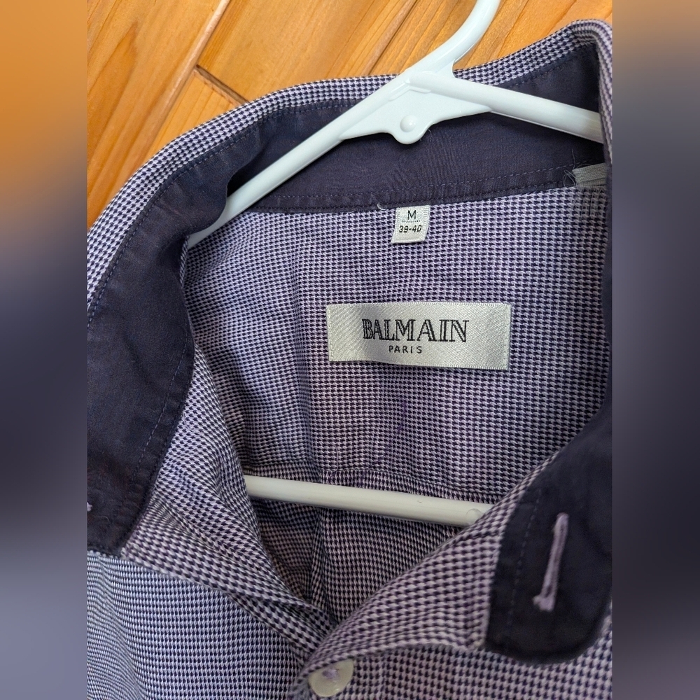 Vintage Balmain Men's Purple Button Down Shirt Size Medium - Picture 6 of 6